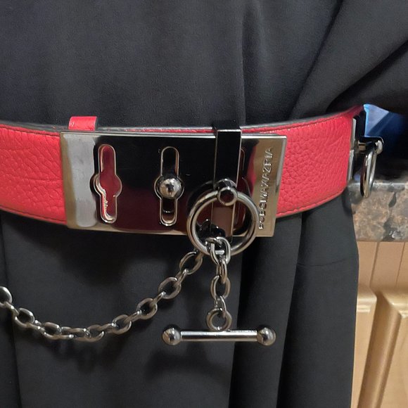 BCBGMaxAzria Red Toggle Waist Belt - S/Red - Picture 3 of 5